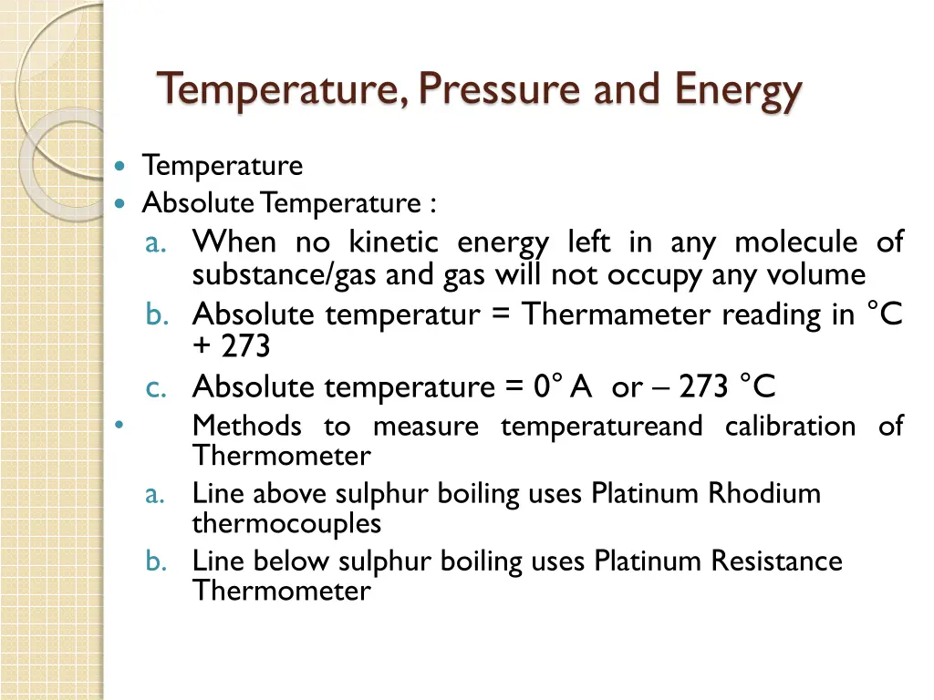 temperature pressure and energy