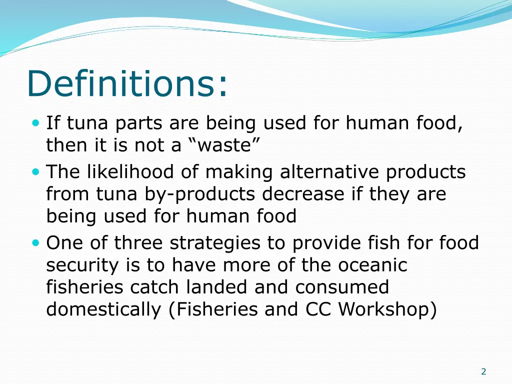 definitions if tuna parts are being used