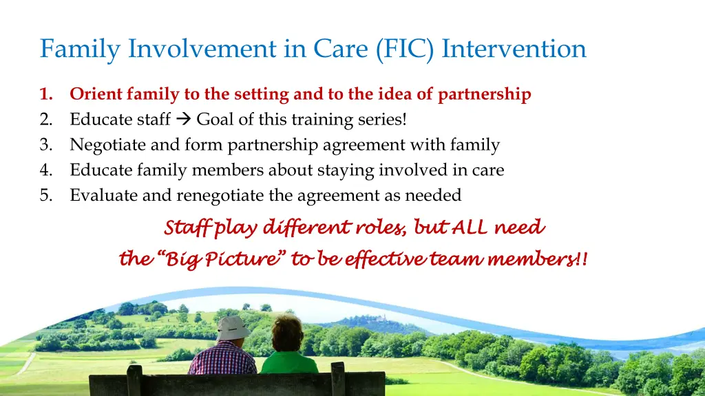 family involvement in care fic intervention