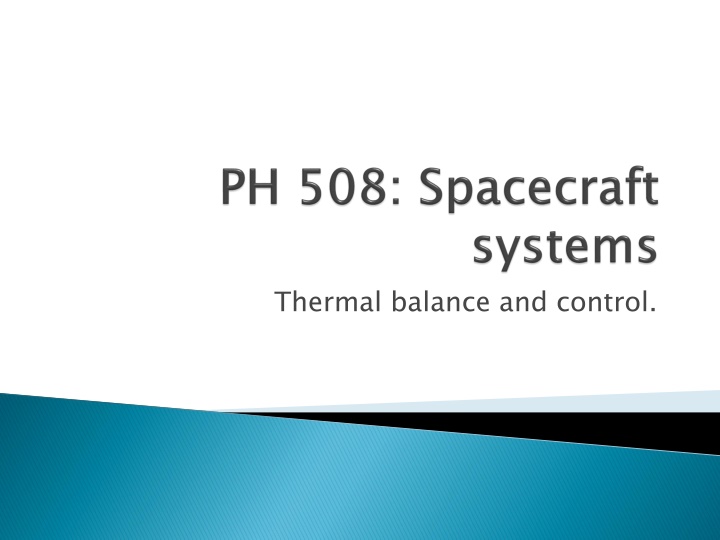 thermal balance and control