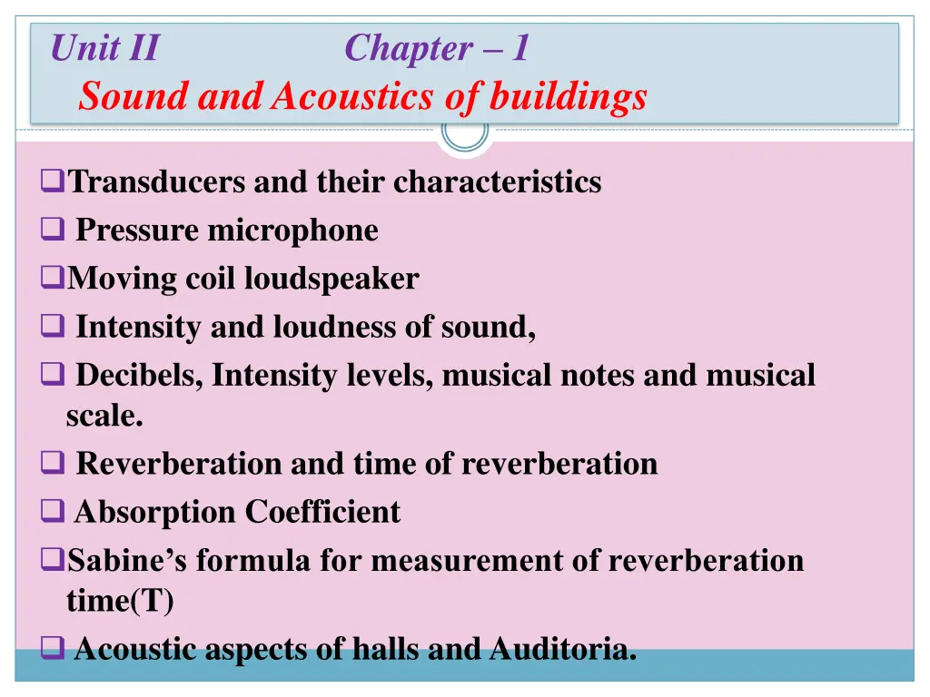 unit ii chapter 1 sound and acoustics of buildings