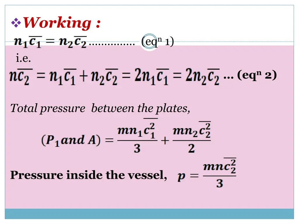 working eq n 1 i e eq n 2