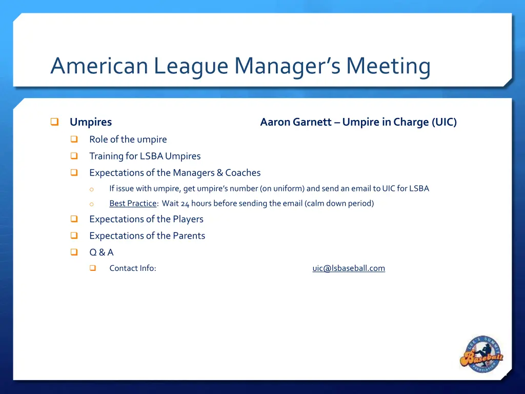 american league manager s meeting