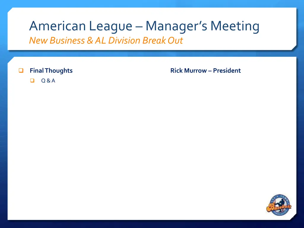 american league manager s meeting new business