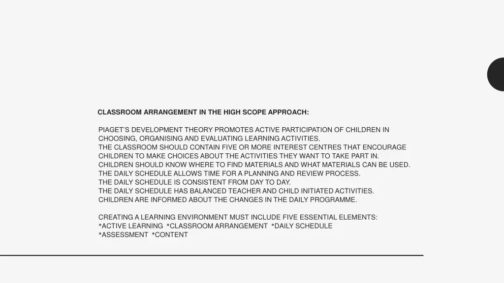 classroom arrangement in the high scope approach