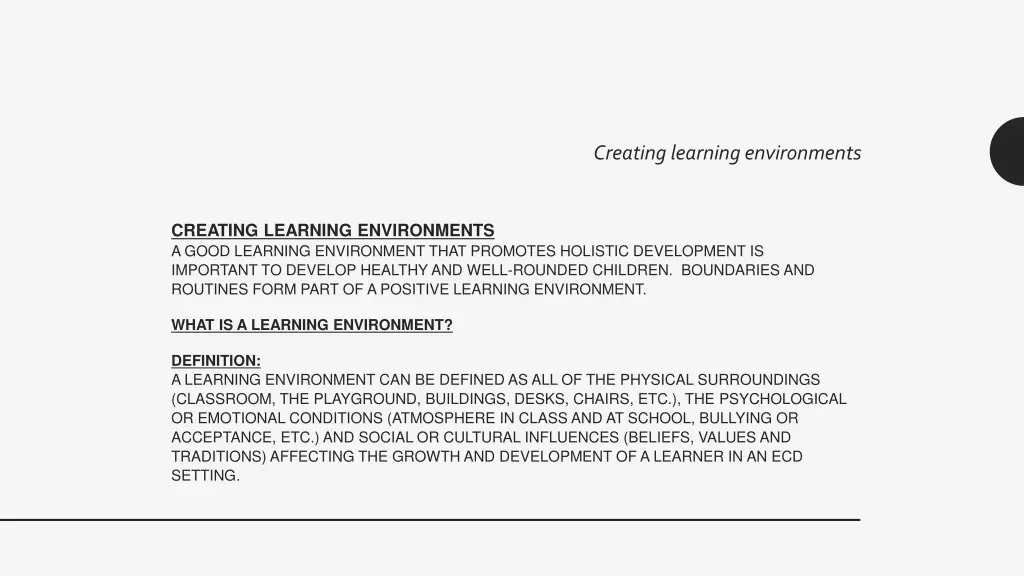 creating learning environments