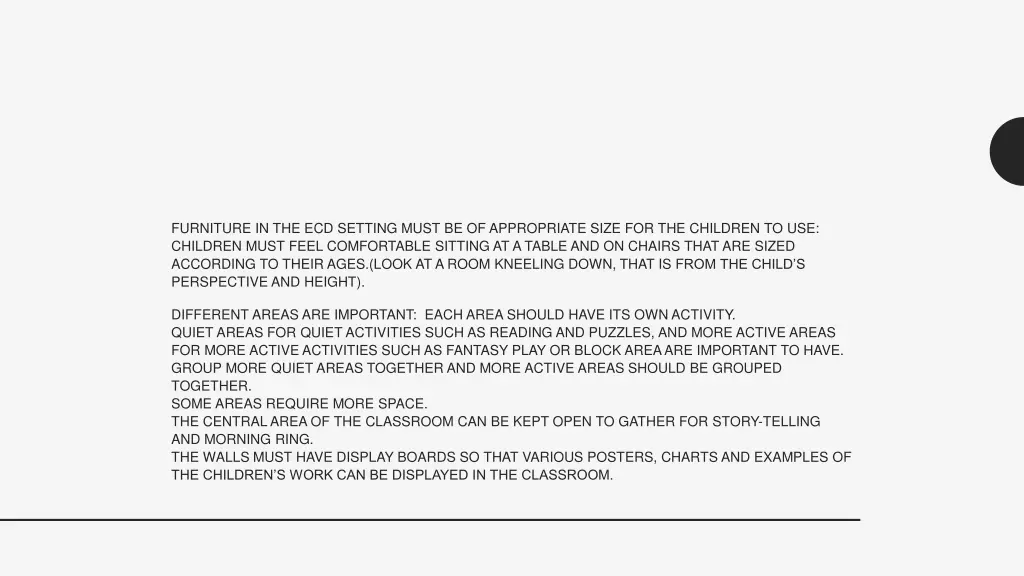 furniture in the ecd setting must