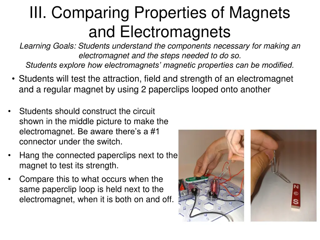 iii comparing properties of magnets