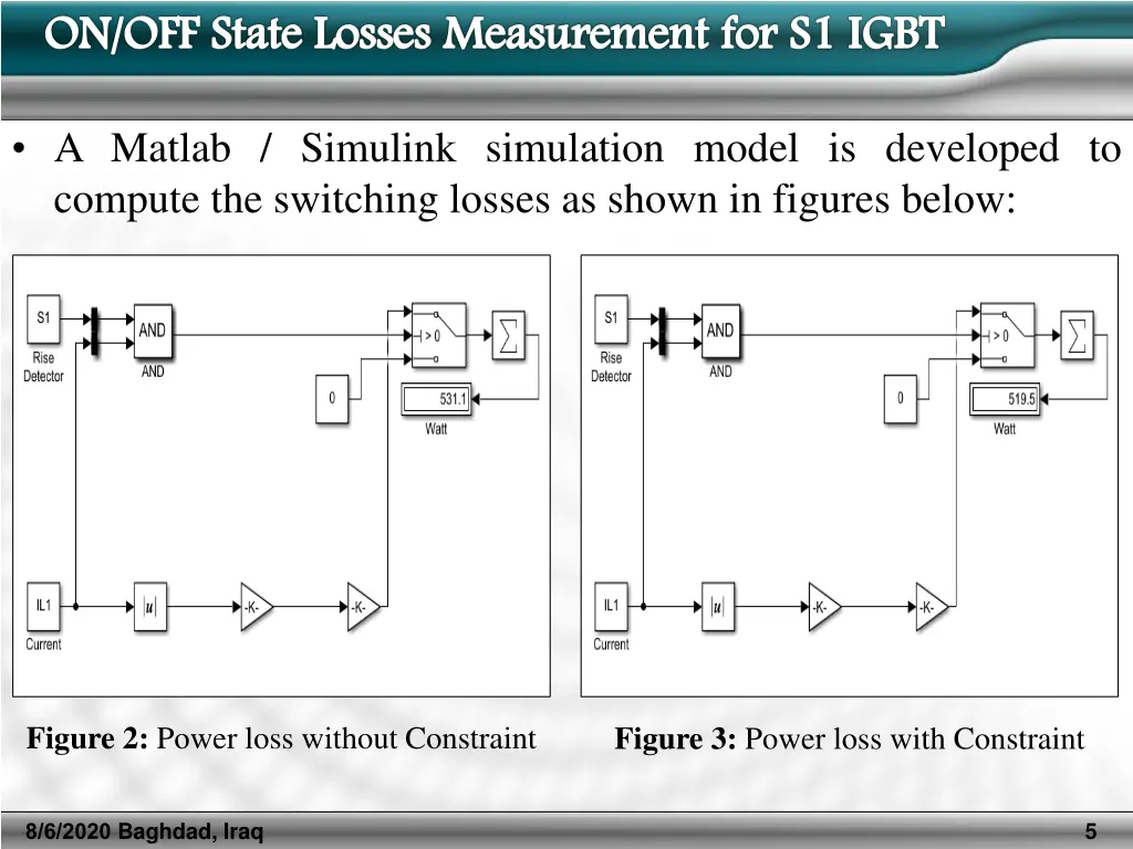 on off state losses measurement for s1 igbt