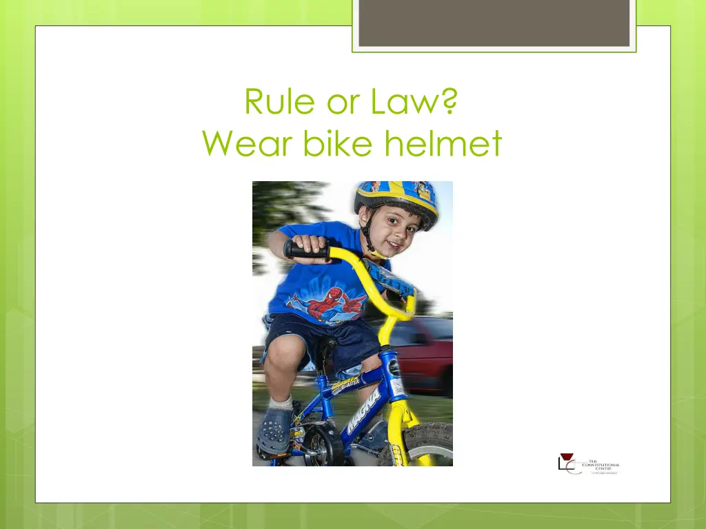 rule or law wear bike helmet