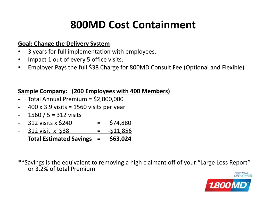 800md cost containment