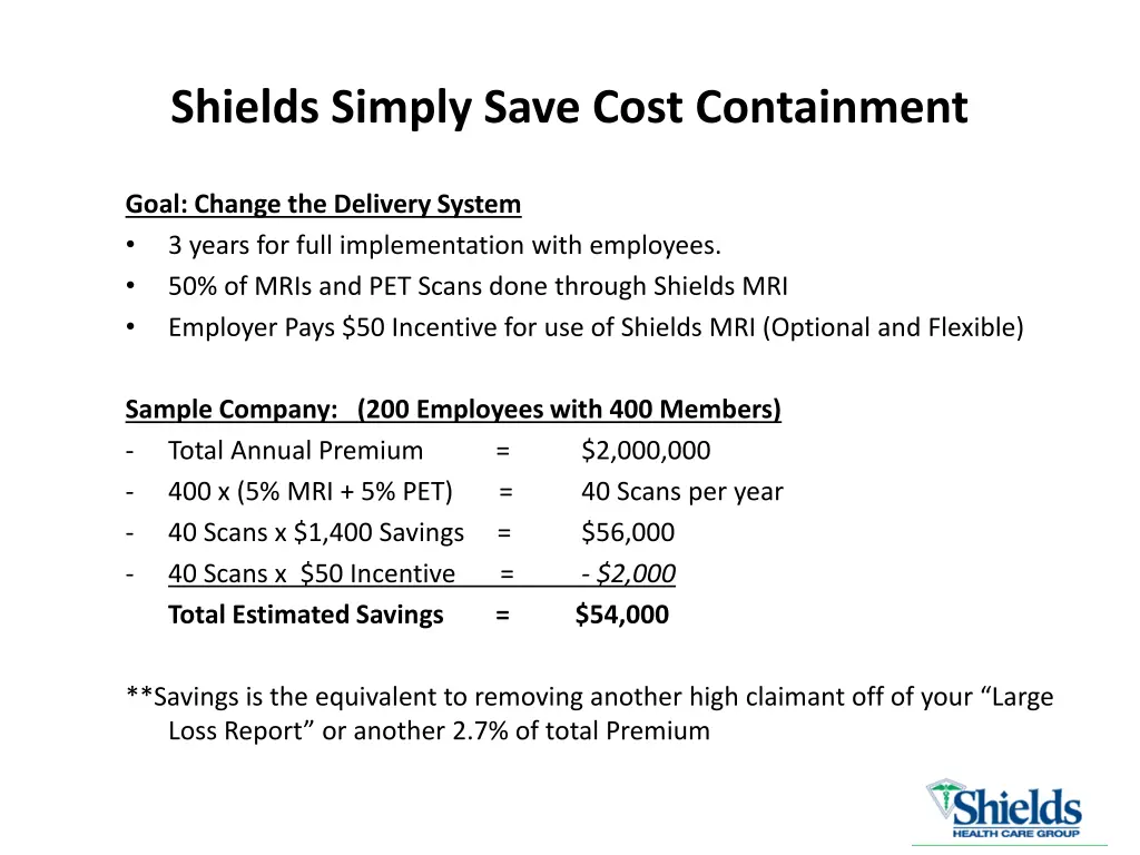 shields simply save cost containment