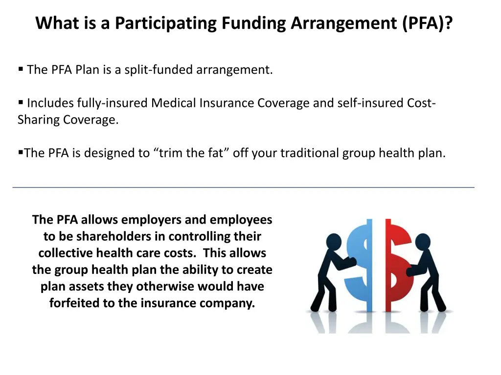what is a participating funding arrangement pfa
