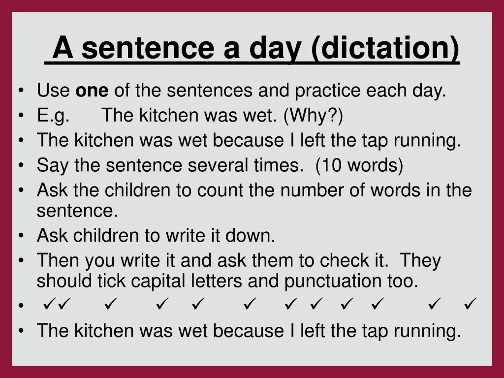 a sentence a day dictation