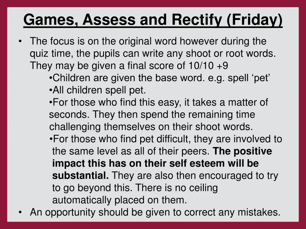games assess and rectify friday