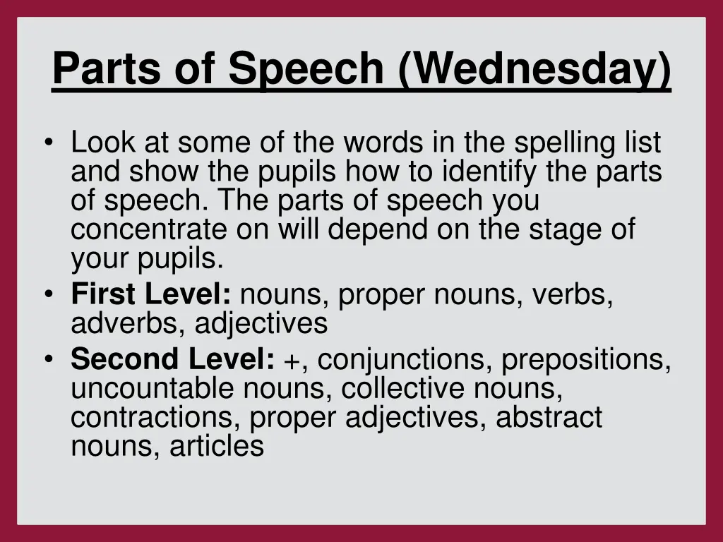 parts of speech wednesday