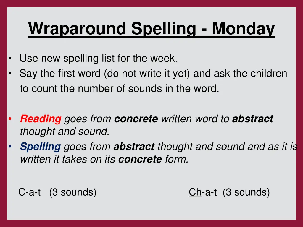 wraparound spelling monday