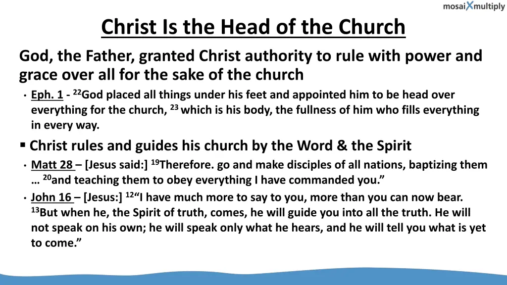 christ is the head of the church