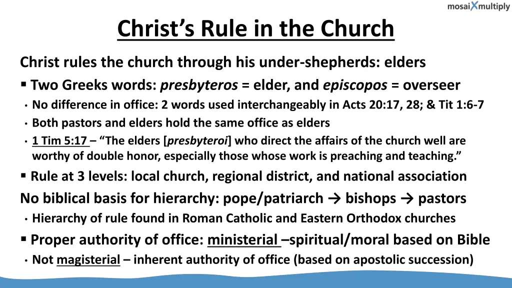 christ s rule in the church 1