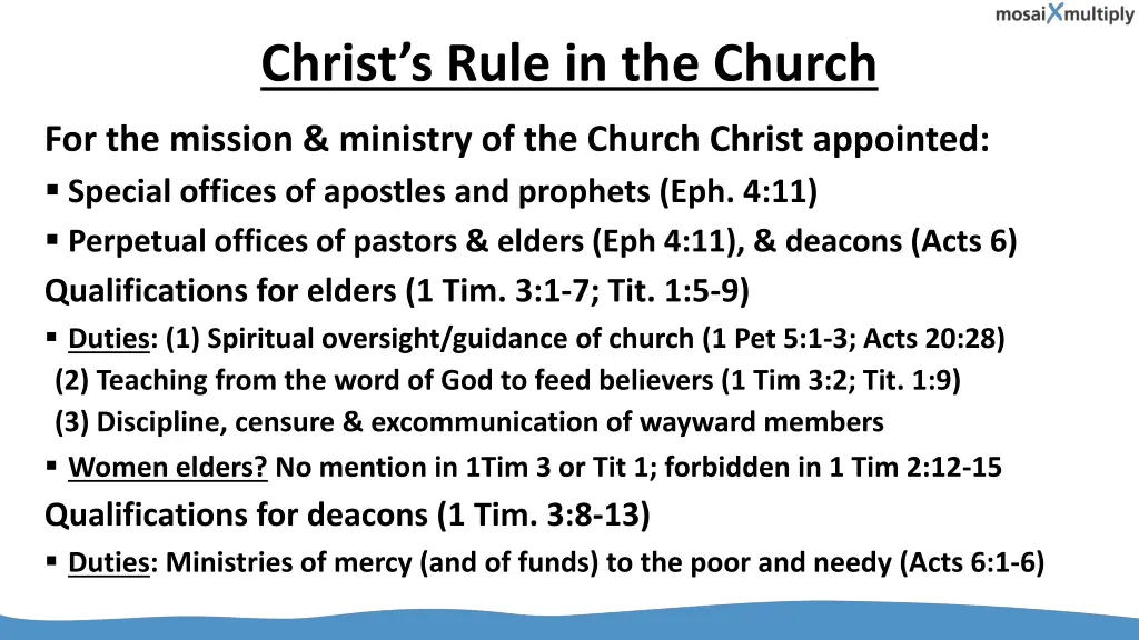 christ s rule in the church