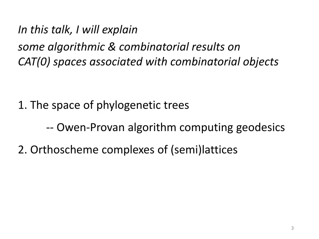 in this talk i will explain some algorithmic