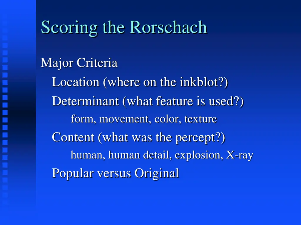 scoring the rorschach