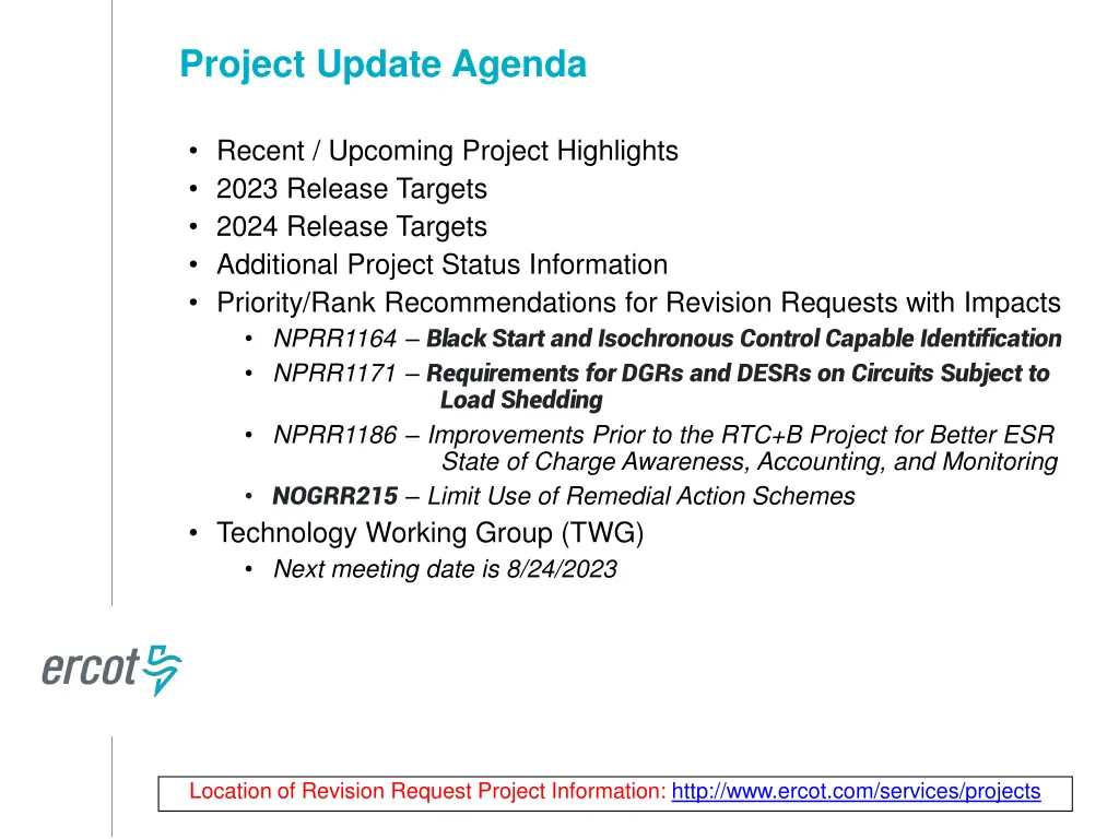 project update agenda