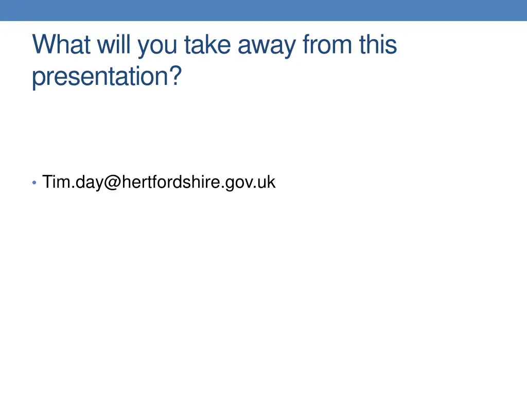 what will you take away from this presentation