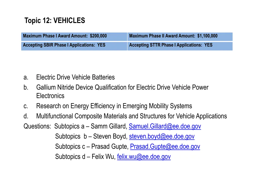 topic 12 vehicles