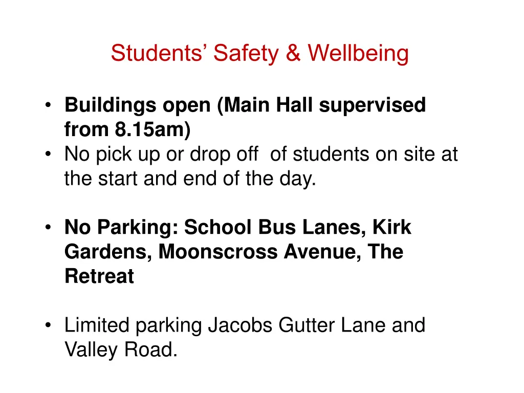 students safety wellbeing