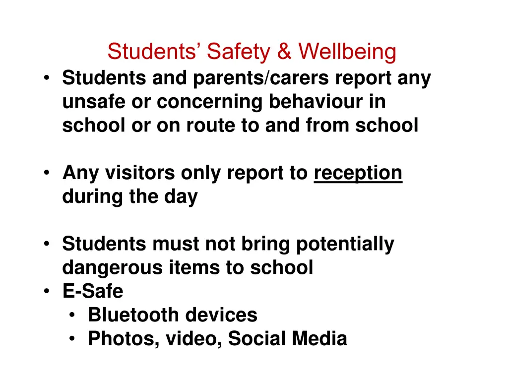 students safety wellbeing students and parents