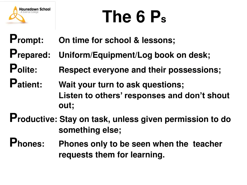 the 6 p s