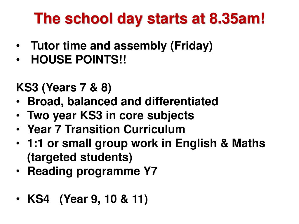 the school day starts at 8 35am