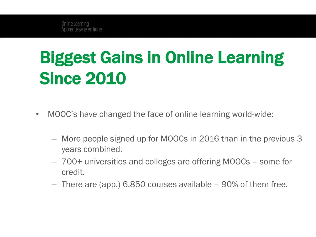biggest gains in online learning biggest gains
