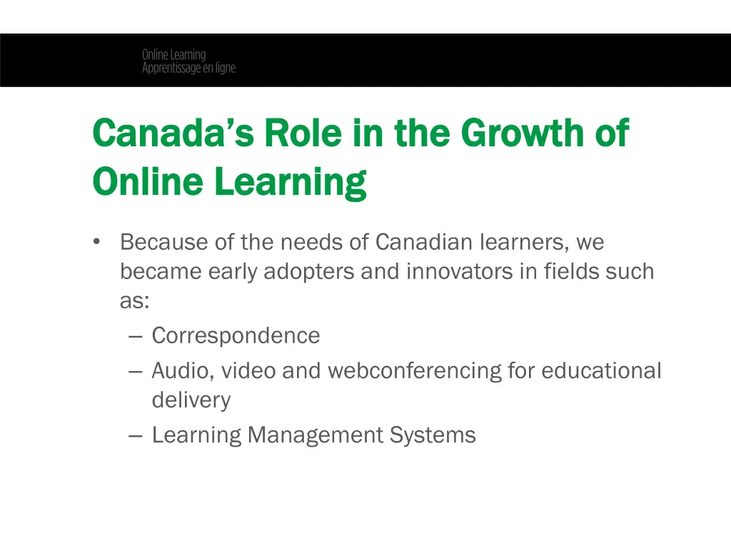 canada s canada s role online online l learning