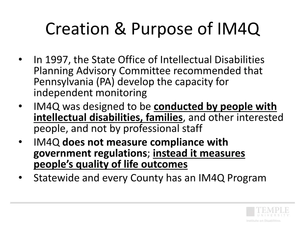 creation purpose of im4q