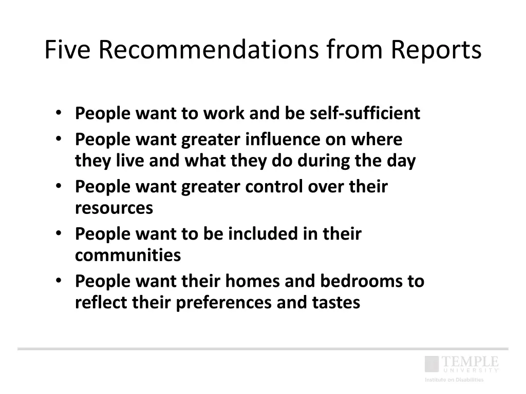 five recommendations from reports