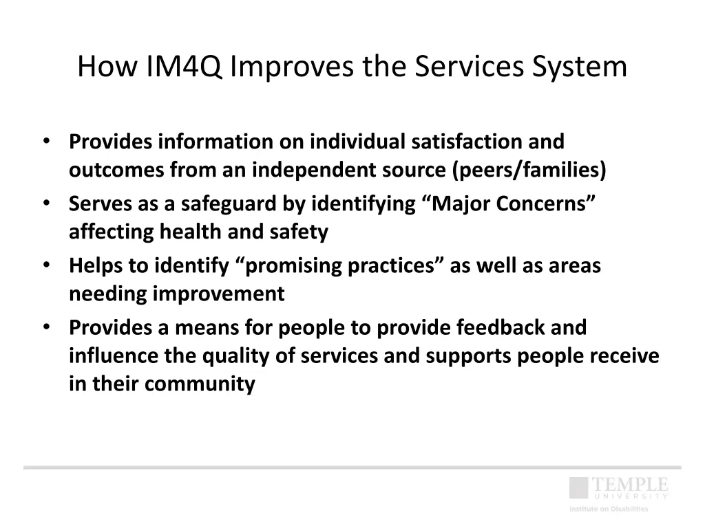 how im4q improves the services system
