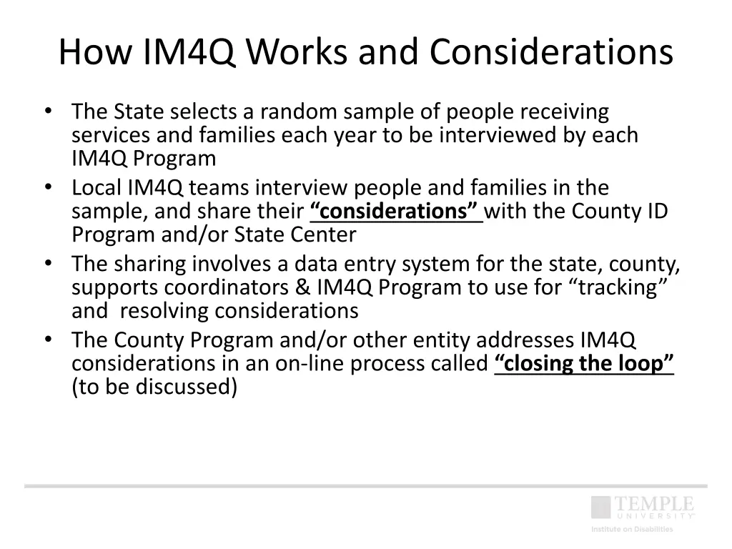 how im4q works and considerations