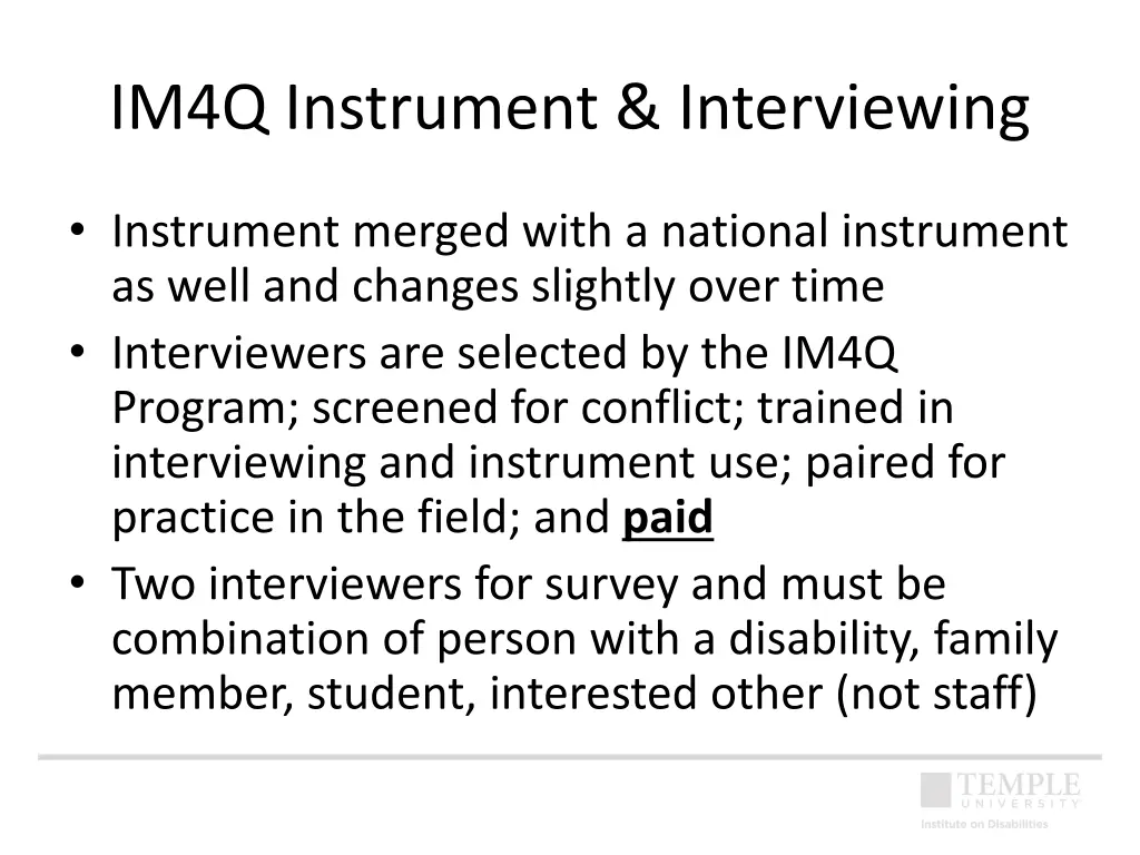 im4q instrument interviewing