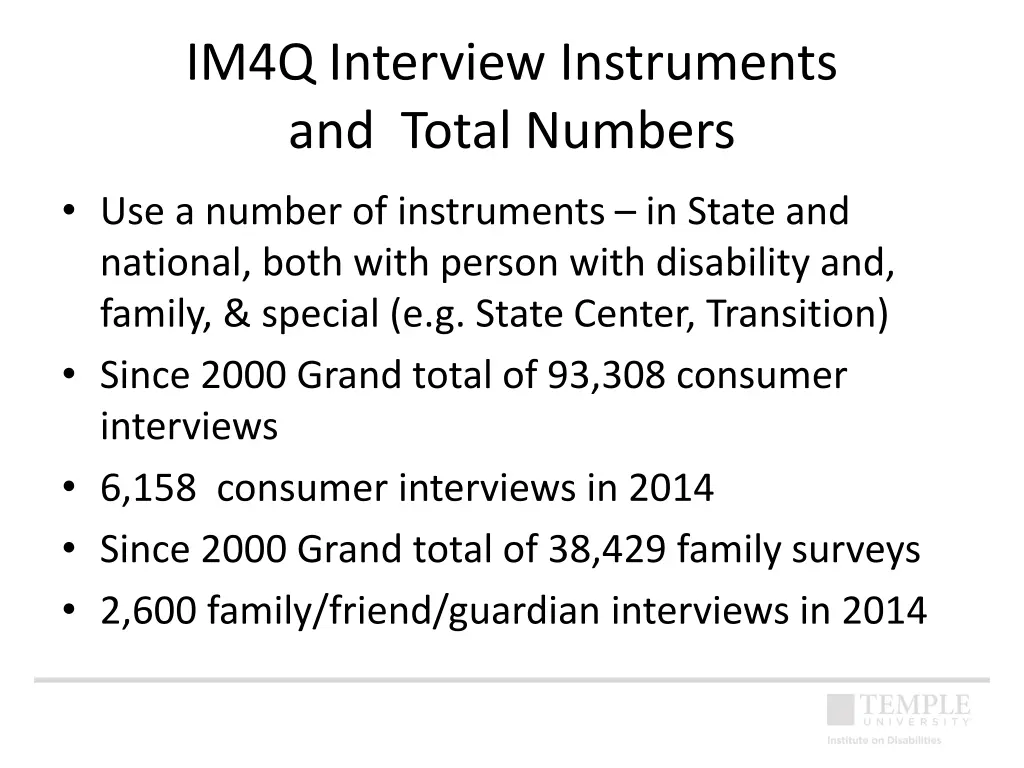 im4q interview instruments and total numbers