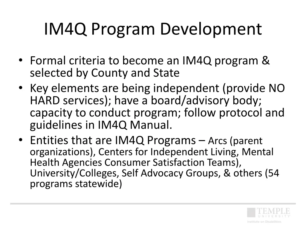 im4q program development