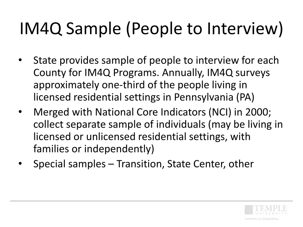 im4q sample people to interview