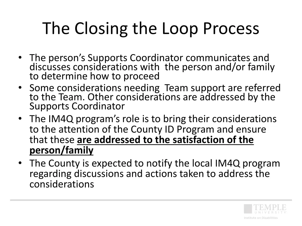 the closing the loop process