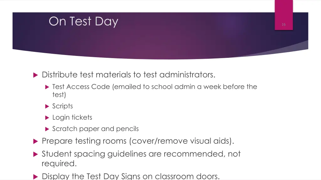 on test day