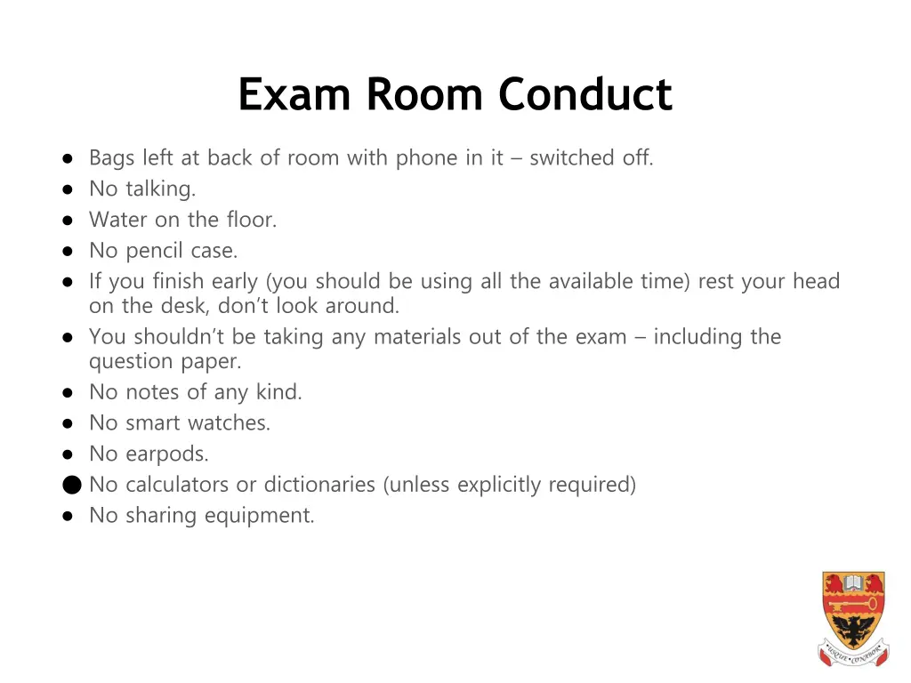 exam room conduct