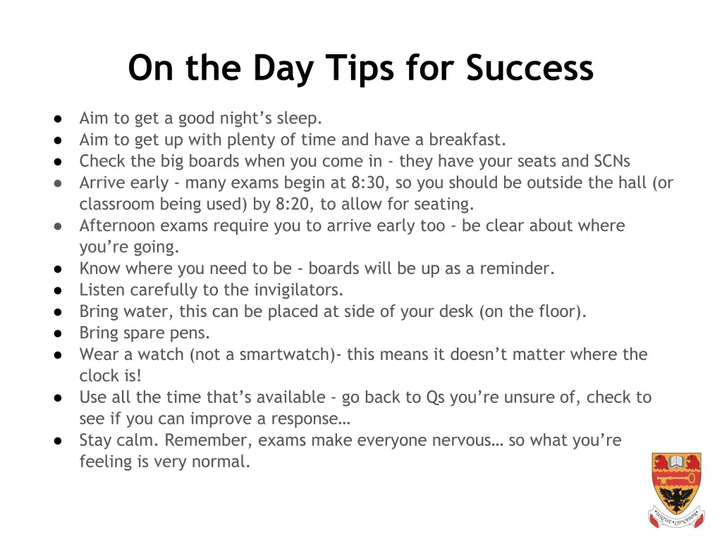 on the day tips for success