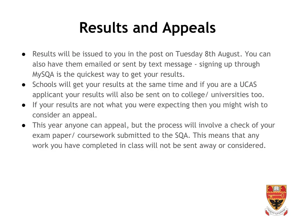 results and appeals