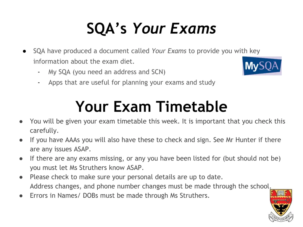 sqa s your exams