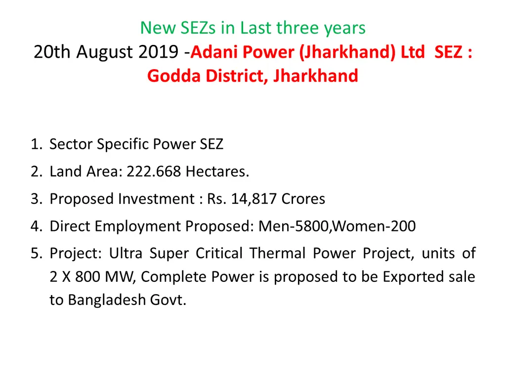 new sezs in last three years 20th august 2019